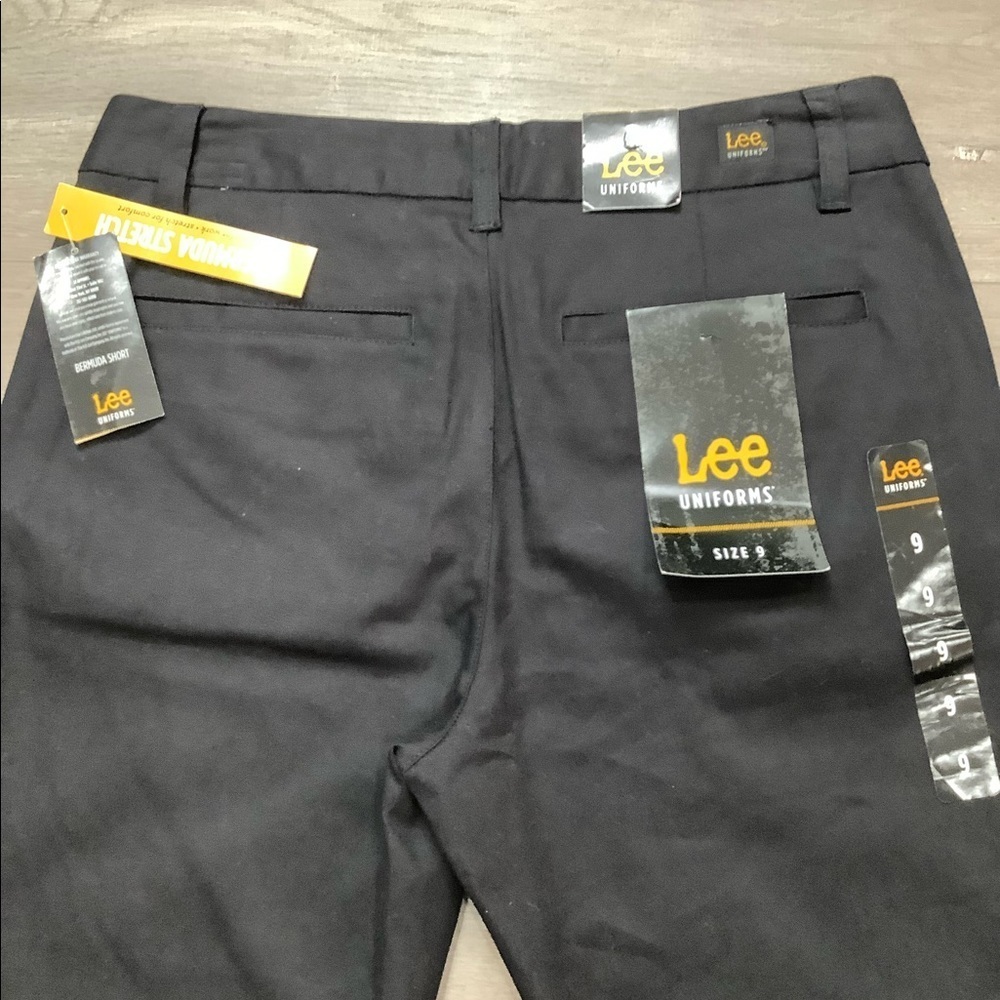 Junior's Lee Uniforms 9 M Medium Shorts Chino Khakis Bermuda Stretch Black NWT - Picture 6 of 9